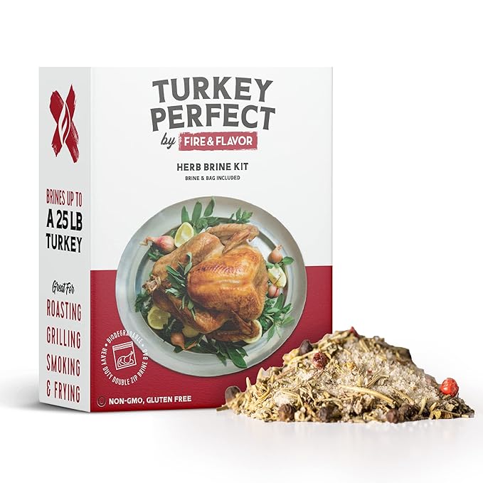 Fire & Flavor Turkey Perfect All-Natural Herb Brine Seasoning Kit, Perfect for Roasting, Grilling
