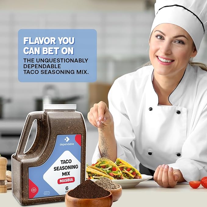 Dependable Food Taco Seasoning - 6 Lb. Resealable Jug - Non-GMO, Allergen-Free, Kosher ??Authentic