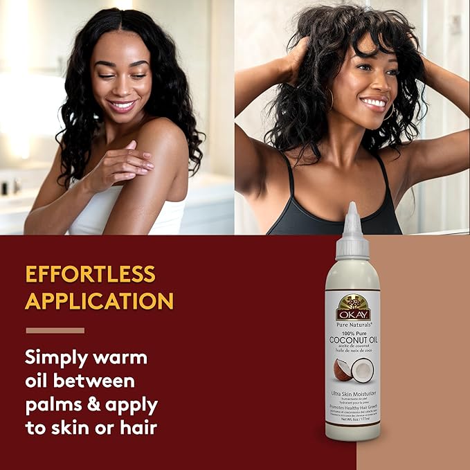 Okay 100% Pure Coconut Oil for Hair & Skin - Coconut Oil for Women & Men, Perfect for Body & Face