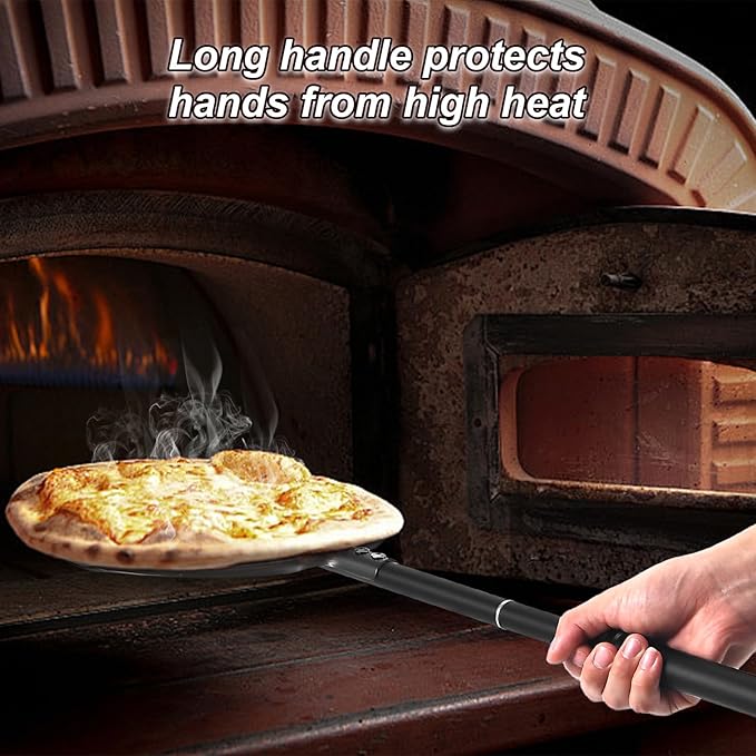 Turning Pizza Peel, 9 Inch with 38 Inch Handle Round Pizza Turning Peel, Professional Anodized