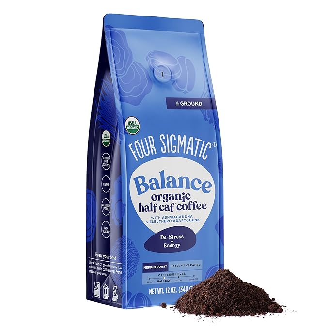 Four Sigmatic Organic Balance Adaptogen Ground Coffee | Medium Roast USDA Organic Coffee with