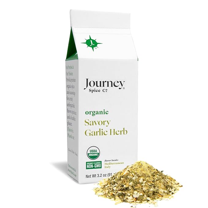 Organic Savory Garlic Herb Seasoning by Journey Spice Co. | Salt-Free, Sugar-Free, Non-GMO