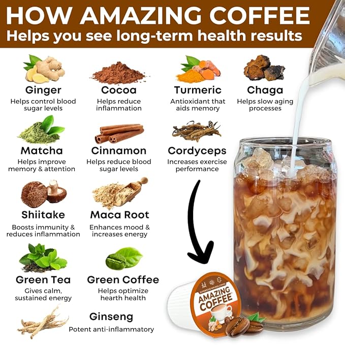Superfoods Company | Amazing Coffee - Instant French Roast | Adaptogenic Mushrooms, Superfoods