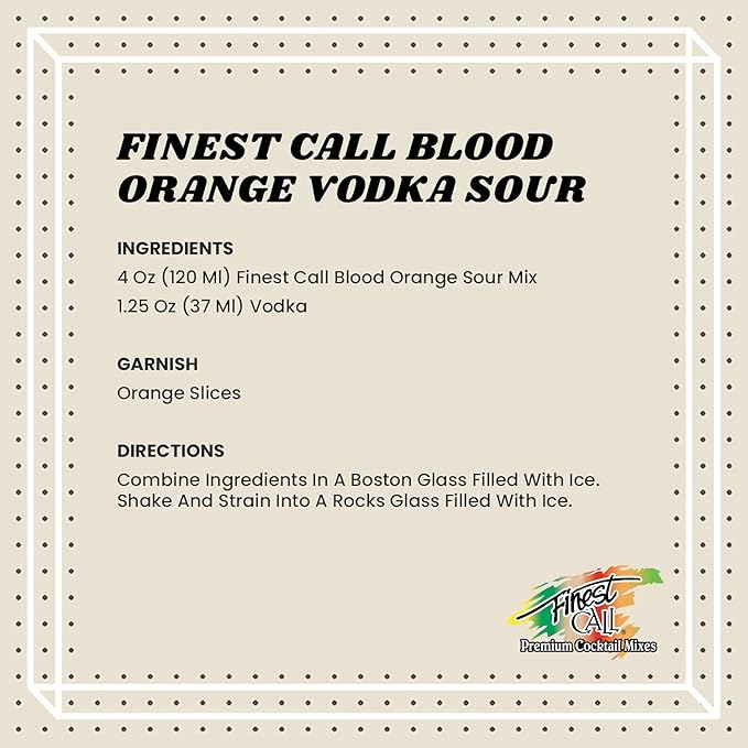 Finest Call Premium Blood Orange Sour Drink Mix, 1 Liter Bottle (33.8 Fl Oz), Pack of 3