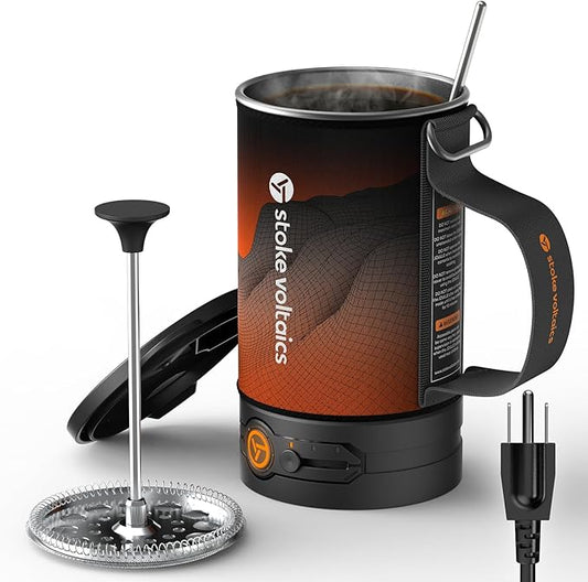 Electric French Press Coffee Maker, 120V Boil Water & Press Coffee 2-in-1, Portable Design for