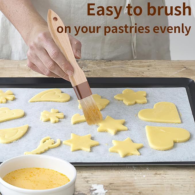 3 Pcs Pastry Brush, Natural Bristle Basting Brush, Cooking Brush, Food Brush, Butter Brush, Baster