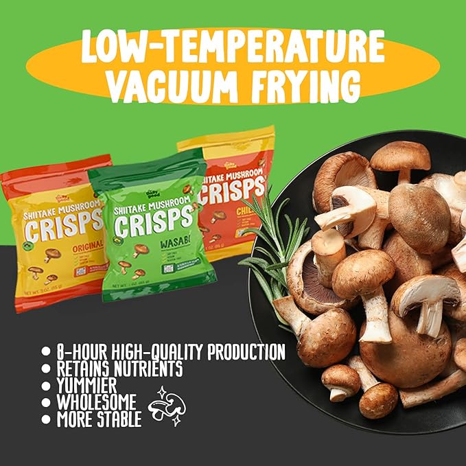 The Daily Good Shiitake Mushroom Crisps -3-Pack Mushroom Chips, Gluten-Free Mushroom Snack