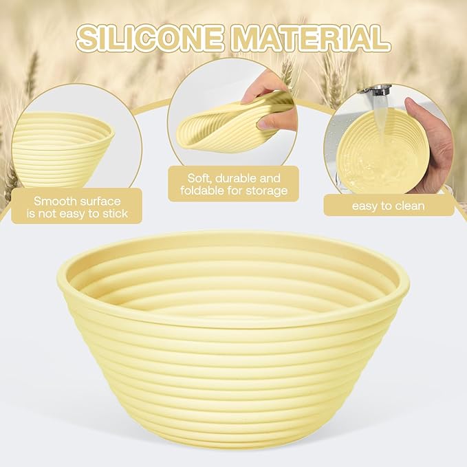 Silicone Banneton, Sourdough Bread Baskets (Set of 6, 5 Inch), Round Proofing Bread Bowls with