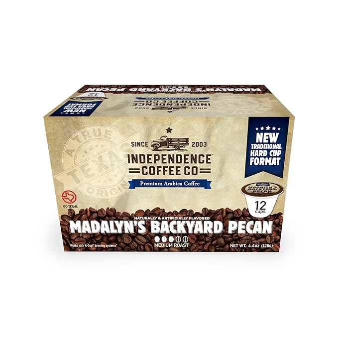 Independence Coffee Co. Madalyn's Backyard Pecan Flavored Mellow Body, Light Roast, Single Serve