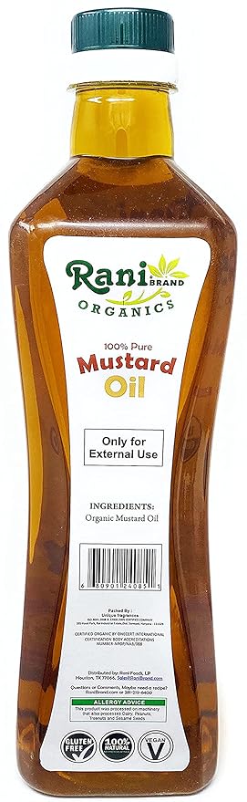 Rani Organic Mustard Oil (Cold Pressed) 33.8oz (1 Liter) ~ 100% Natural | Vegan | Gluten Free |