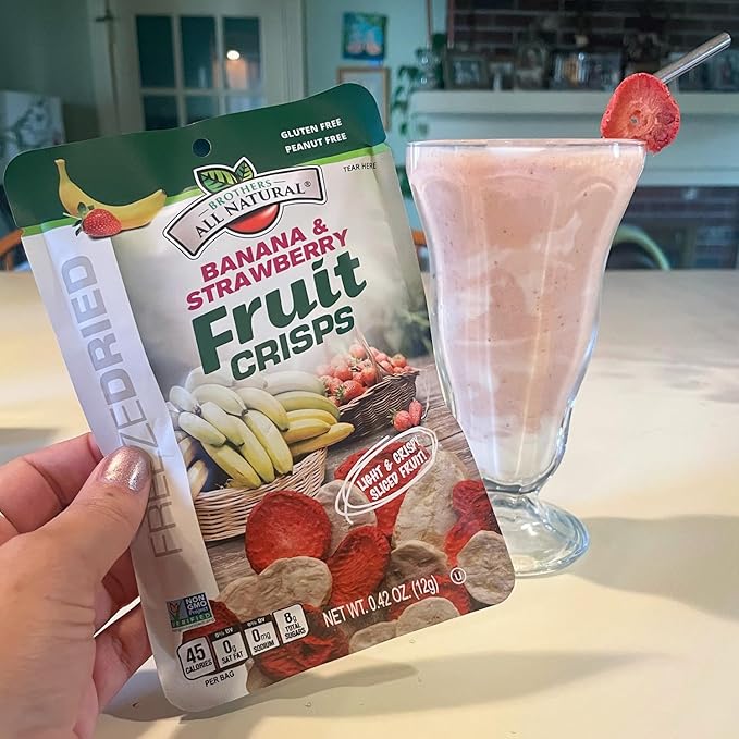 Brothers All Natural Freeze Dried Fruit Crisps, Banana Strawberry, 0.42 Oz (Pack of 24), Made with
