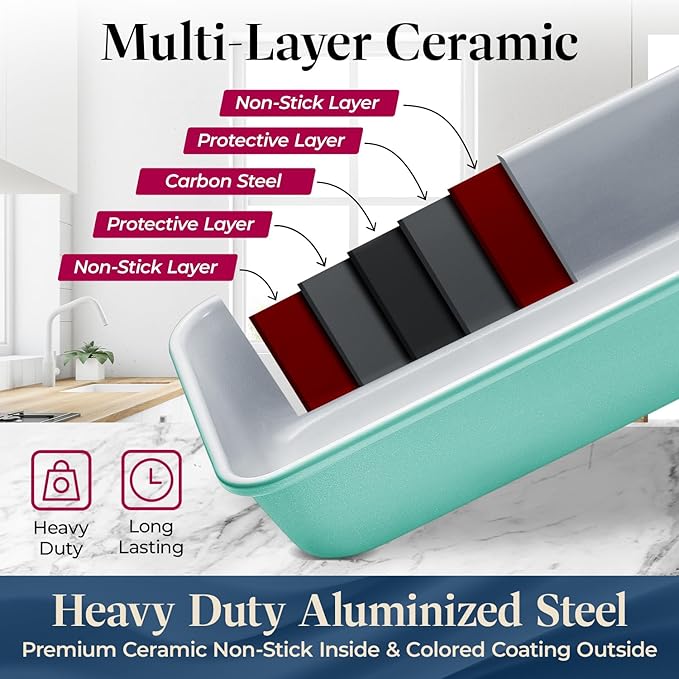 Bakken 8-Piece Stackable Bakeware Set - Ceramic Non-Stick Coating, Baking Sheets, Assorted Baking