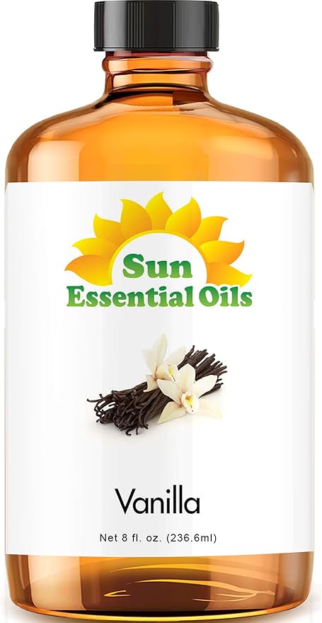 Sun Essential Oils - Vanilla Essential Oil 8 oz with Dropper for Diffuser, Skin, Hair, Humidifier &