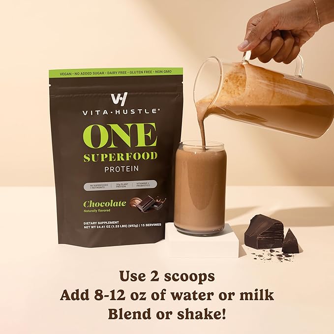 VitaHustle ONE Meal Replacement Shake - Plant Based Protein Powder by Kevin Hart - Vegan, Meal