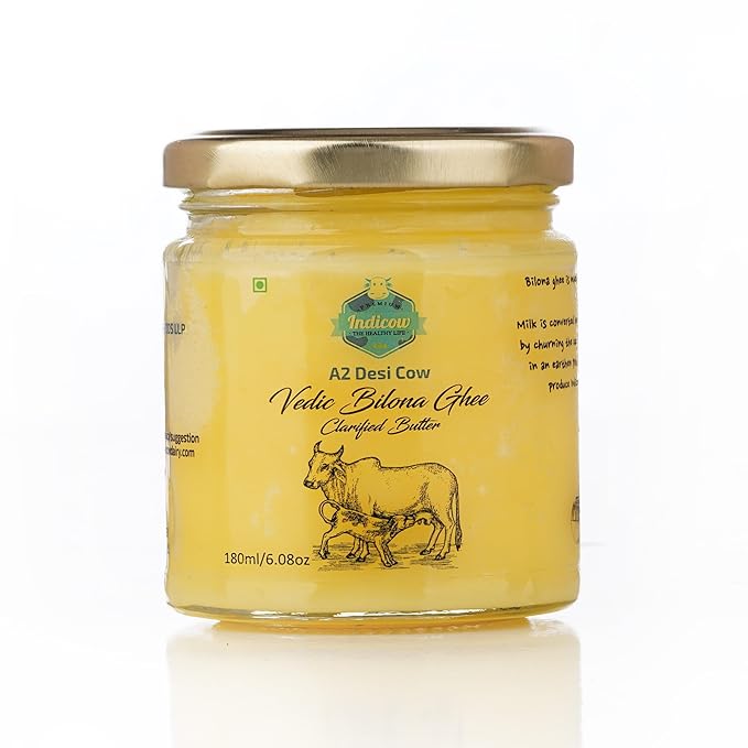 Indicow A2 Desi Cow Ghee| (180ml (6.08oz), A2 Cow Ghee (Sahiwal Cows)) | Grass Fed, Pasture Raised