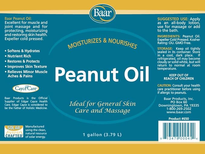 Baar Expeller, Cold Pressed Peanut Oil from Roasted Peanuts Grown in The United States - Kosher