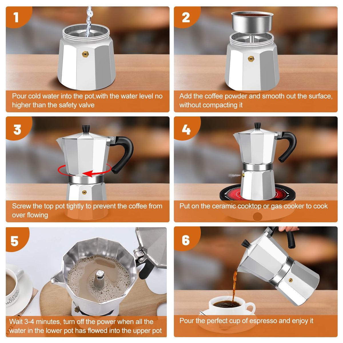 DITOSH 3 Cup Aluminum Espresso Stovetop Moka Pot Express Coffee Maker Percolator Italian Classic