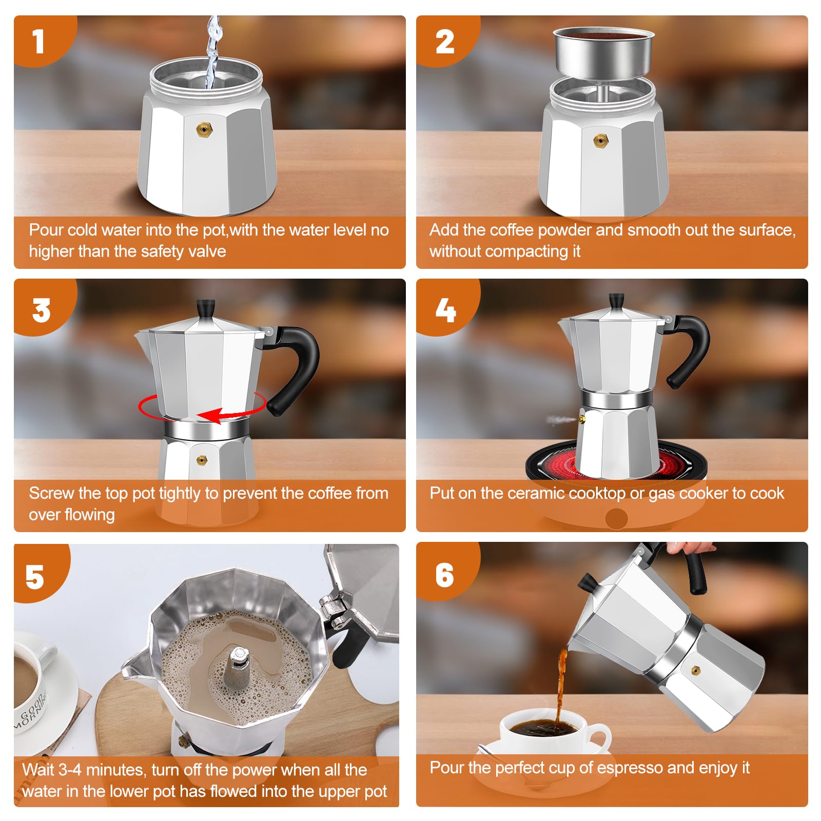 DITOSH 3 Cup Aluminum Espresso Stovetop Moka Pot Express Coffee Maker Percolator Italian Classic