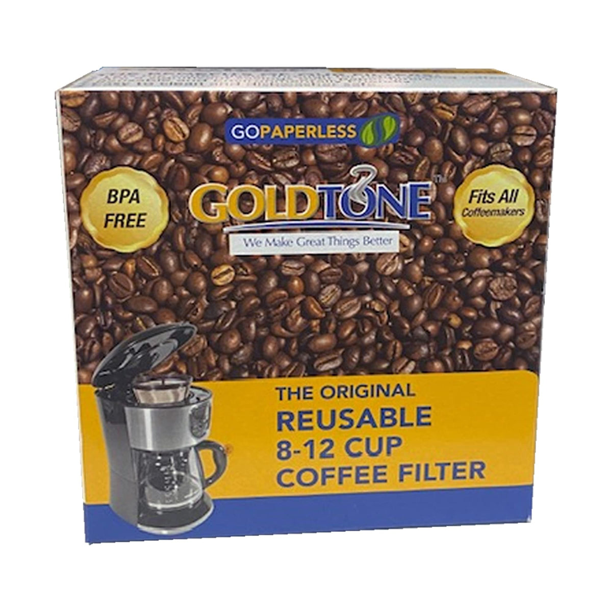GOLDTONE Reusable 8-12 Cup Basket Coffee Filter fits Hamilton Beach Coffee Makers and Brewers.