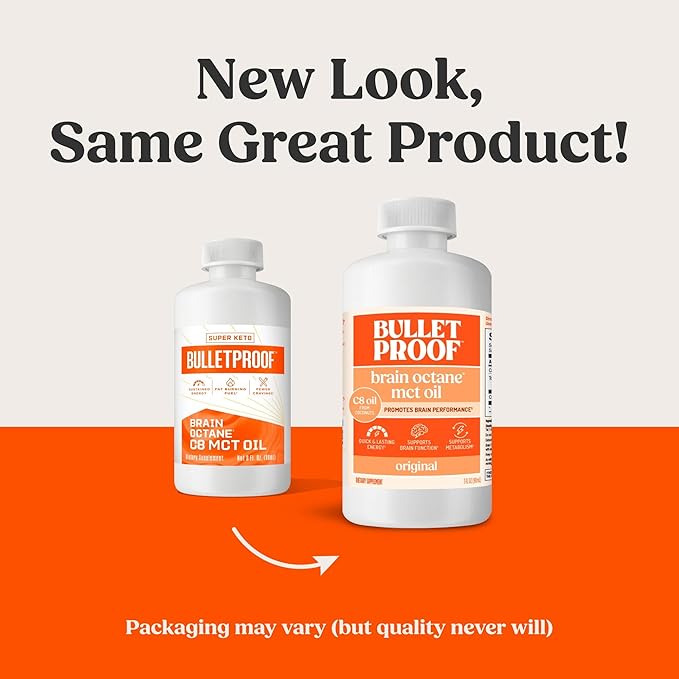 Bulletproof Brain Octane C8 MCT Oil Travel Size, 3 Ounces, Keto Supplement for Sustained Energy and