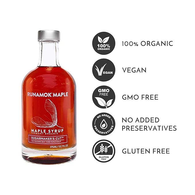 Runamok Maple Syrup Organic Sugarmaker's Cut - Grade A Vermont Maple Syrup, Amber Color, Rich Taste