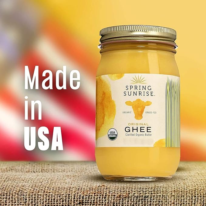 Spring Sunrise Grass Fed Organic Ghee - USDA Certified Clarified Butter - Keto & Paleo Friendly