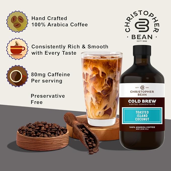 Christopher Bean Hand Crafted Toasted Island Coconut Flavored Coffee - Certified Kosher