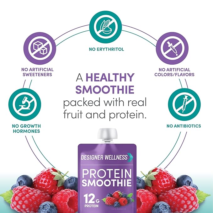 Designer Wellness Protein Smoothie, Real Fruit, 12g Protein, Low Carb, Zero Added Sugar