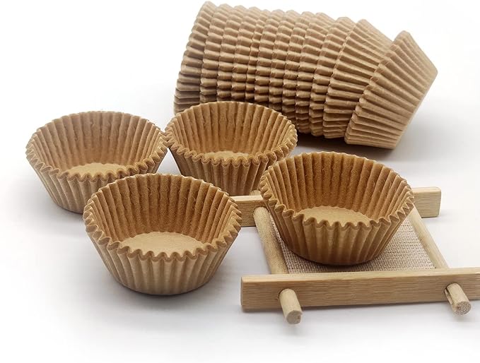 Greaseproof Mini Cupcake Liners, Premium Paper Baking Cups for Party Celebration,(Natural