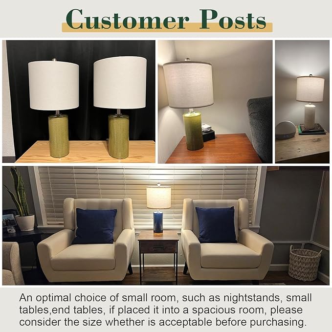 20.25/inch Modern Ceramic Table lamp Set of 2 Small Farmhouse Bedside lamp Dark Grey Nightstand