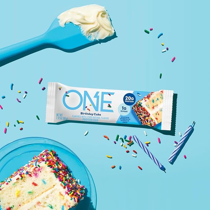 ONE Protein Bars, Birthday Cake, Gluten Free with 20g Protein and 1g Sugar, Pantry Staples, 2.12 oz