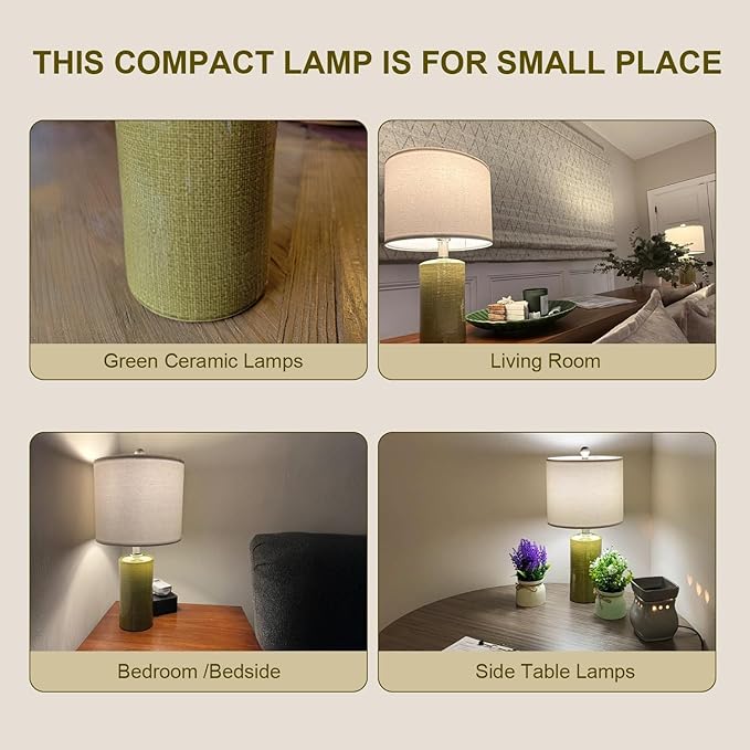 20.25" Small Table Lamps Set of 2 Modern Ceramic Lamps for Living Room Farmhouse Bedside Lamps Boho