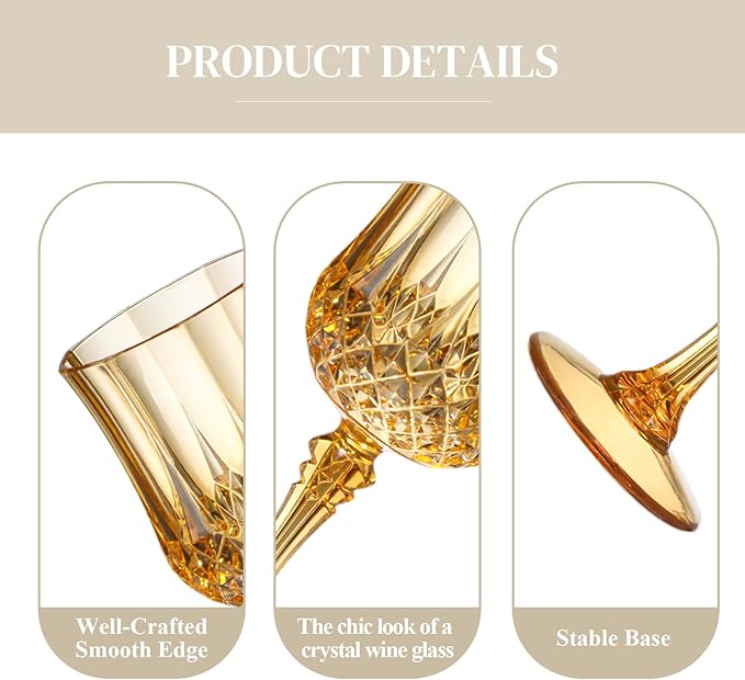 XUWAIDSGN 16 Pcs 7oz Plastic Vintage Wine Glasses Drinking Glasses Unbreakable Wedding Glassware