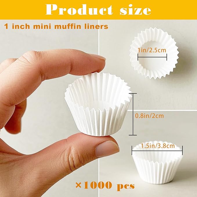 1000 Pcs 1 Inch Mini Muffin Liners,Muffin Liner for Baking White Cupcake Papers Baking Cup
