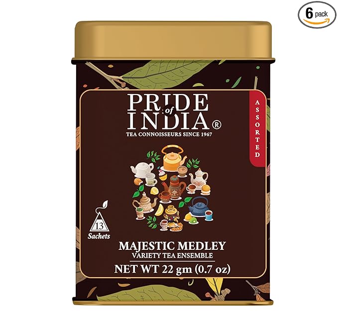 Pride Of India - Natural Majestic Medley (Variety Tea Enssemble) - 26 Tea Bags - 13 Assorted