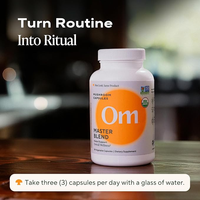 Om Master Blend Mushroom Capsules - Organic Mushroom Supplement with 10 Mushrooms and Ashwagandha