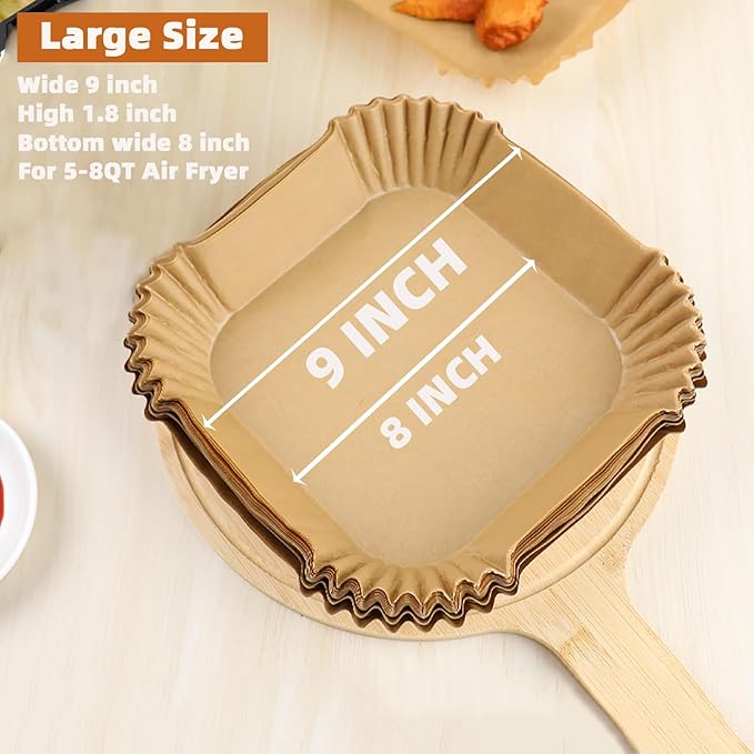 200PCS Air Fryer Liners Disposable,Victoyaw 9 Inch Square Air Fryer Parchment Paper Liners for