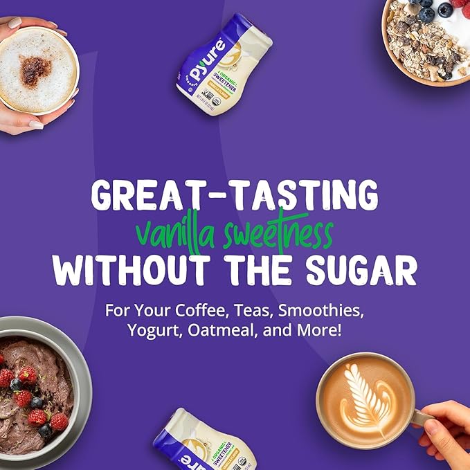 Pyure Organic Liquid Vanilla Stevia Drops | Stevia Liquid Sweetener Keto Sugar Substitutes | Zero