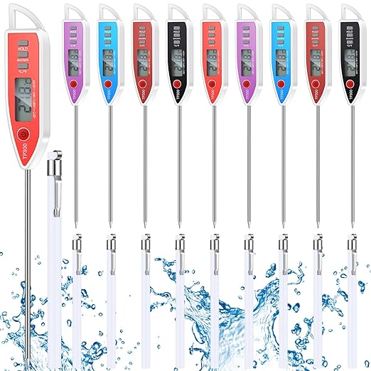 10 Set Waterproof Food Thermometer for Water, Liquid, Candle and Cooking Digital Meat Thermometer