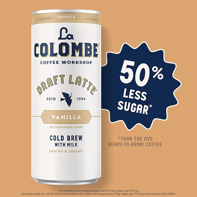 La Colombe Coffee, Vanilla Draft Latte, 11 fl oz Cans (Pack of 12), Coffeehouse Quality Cold Brew