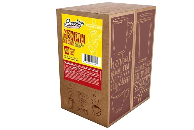 Brooklyn Beans Mexican Cocoa Hot Chocolate Pods,Compatible with K Cup Brewers Including 2.0, 40