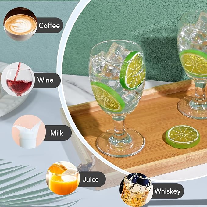 10.5OZ Water Goblets Set of 6, Clear Goblet Glasses Set for Home Bar, Wedding, Party, Elegant