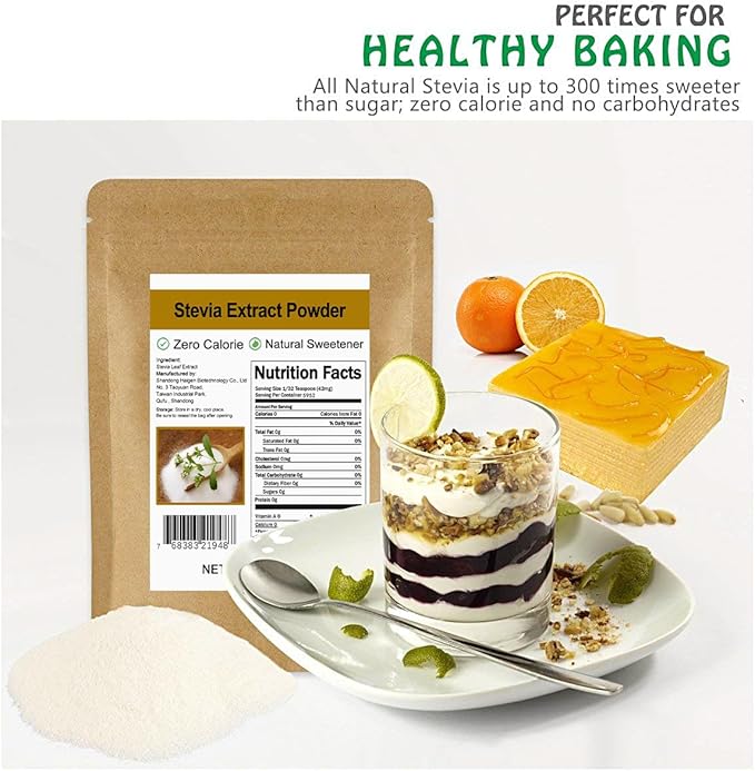 Pure Stevia Extract Powder Without Erythritol 8.8oz(250g) - Highly Concentrated Stevia Powder