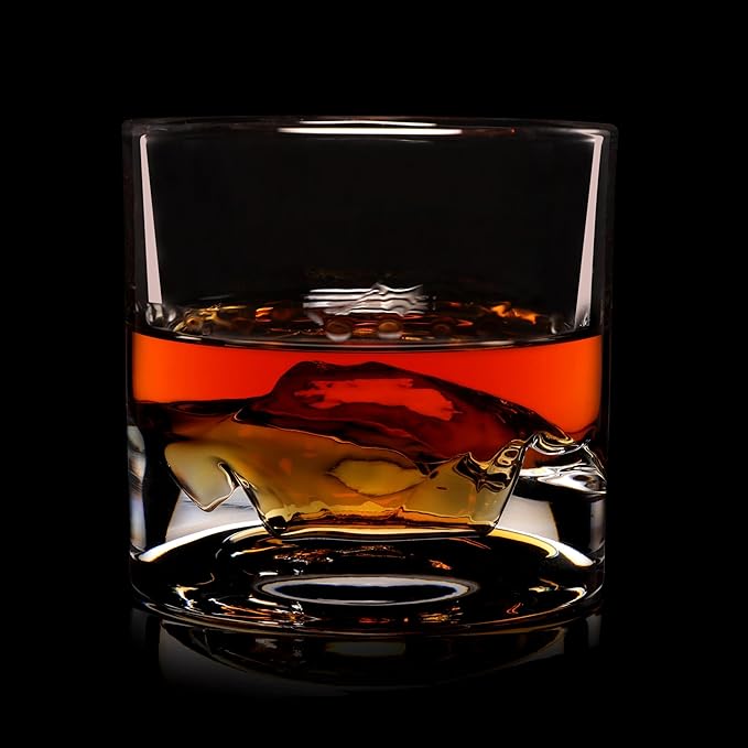 Yosemite Heavy Crystal Whiskey Glasses Gift Set of 2, Thick Freezable Bourbon Glass 1lb Each
