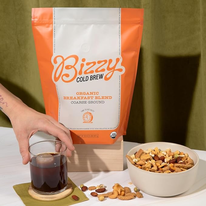 Bizzy Organic Cold Brew Coffee | Breakfast Blend | Coarse Ground Coffee | Medium-Light Roast |