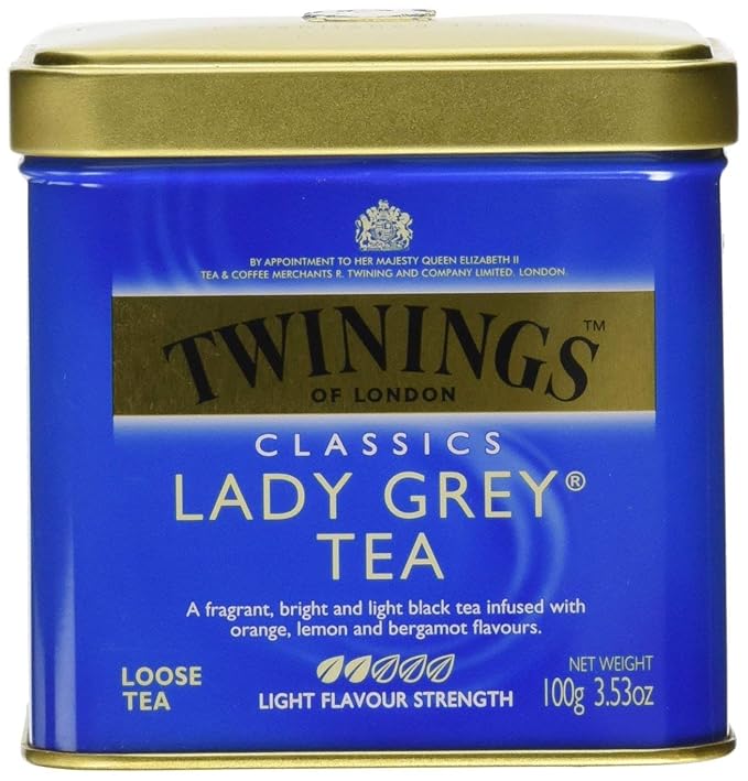 Twinings Lady Grey Loose Black Tea, 3.53 Ounce Tins (Pack of 1), Lemon & Orange Peel, Caffeinated