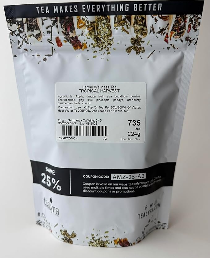 Tealyra - Tropical Harvest - Dragon Fruit - Sea Buckthorn - Goji - Pineapple - Cranberry - Fruity