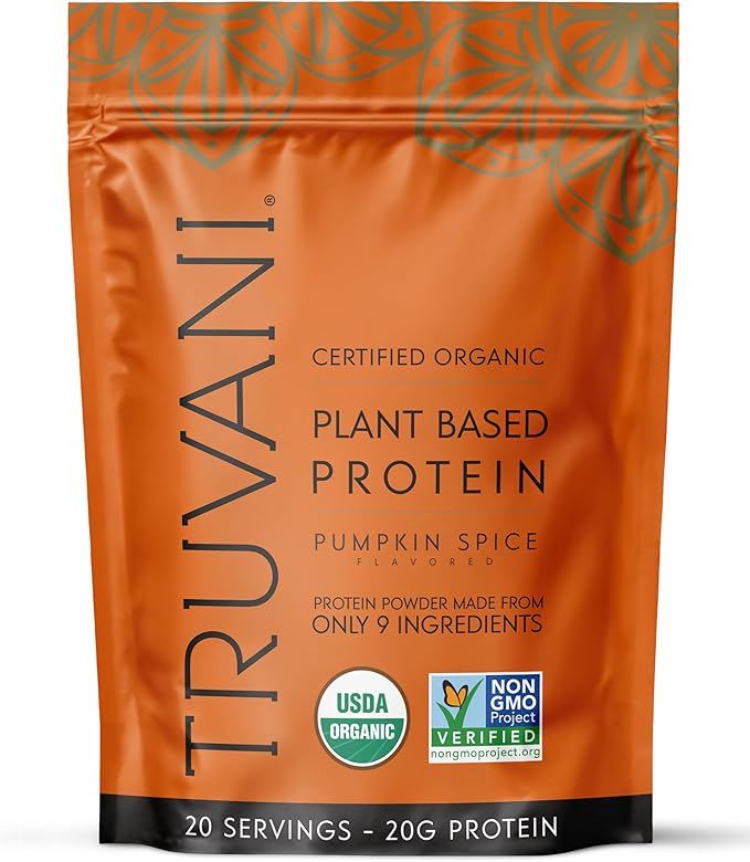 Truvani Vegan Pea Protein Powder | Pumpkin Spice | 20g Organic Plant Based Protein | 20 Servings |