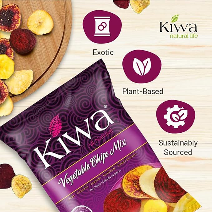 Kiwa Healthy Veggie Chips - Vegetable Snacks for Kids & Adults - Exotic Chips with Plantain, Beet