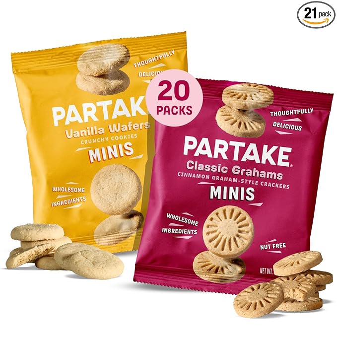 Partake Gluten Free Mini Classic Graham Crackers & Vanilla Wafer Cookies Variety Pack - Vegan